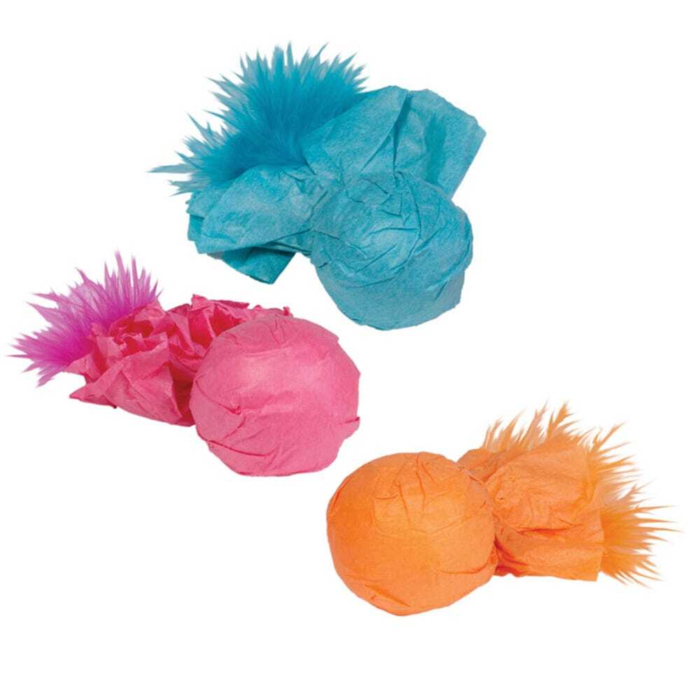 Kylies Paper Ball Rattlers with Feather 3pk