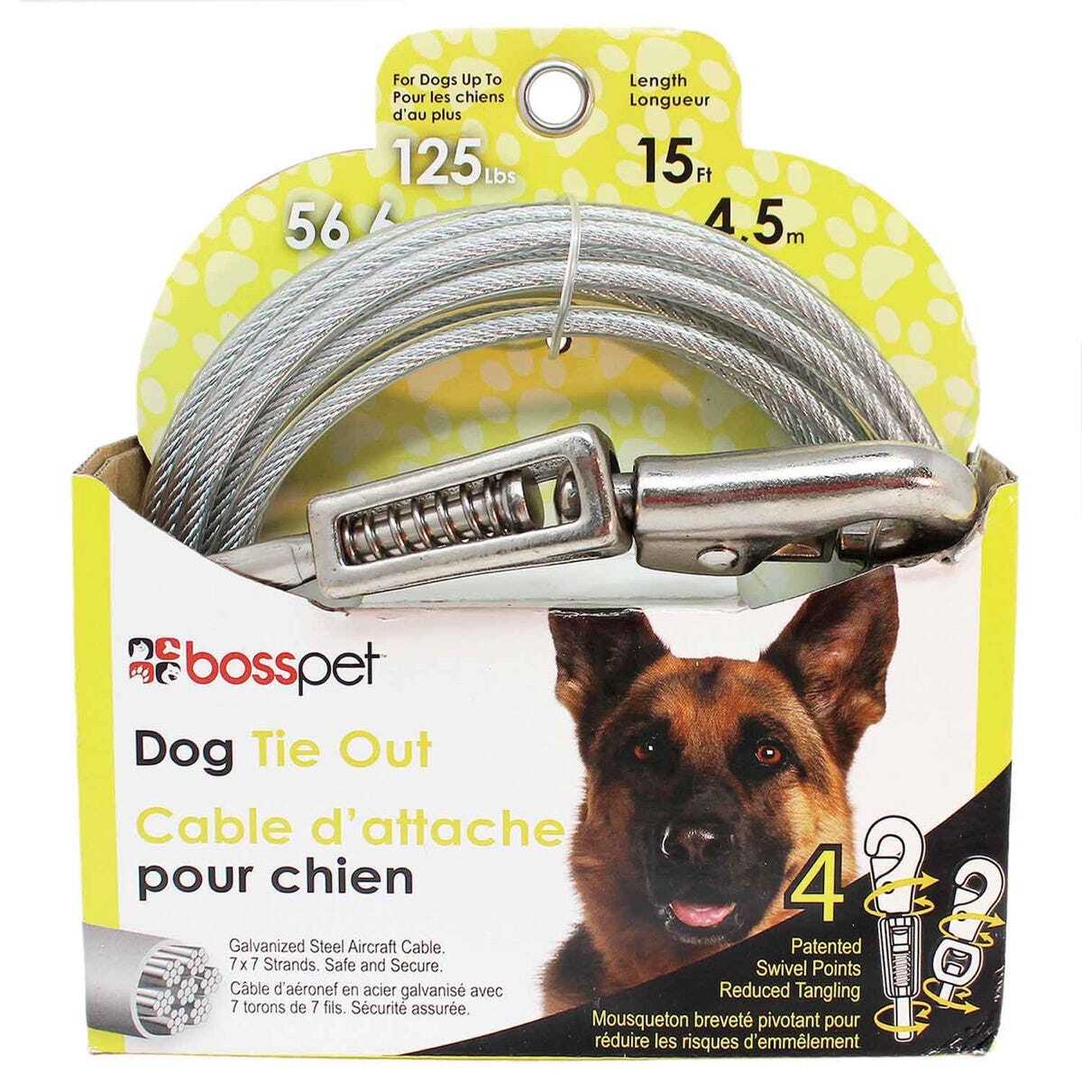 Boss Pet XL Vinyl Coated Cable Tie Outs with Comfort Snaps 15 ft