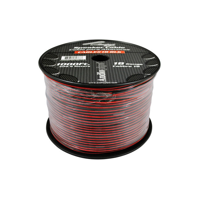 Audiopipe Speaker Wire 18-Gauge 1000 Foot Spool - Black/Red