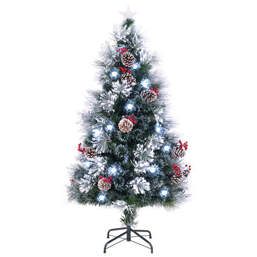 Flocked Christmas Tree with 8 Lighting Modes