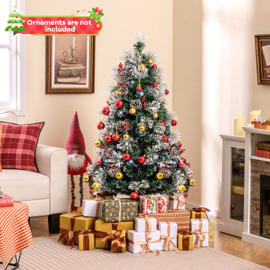 Flocked Christmas Tree with 8 Lighting Modes