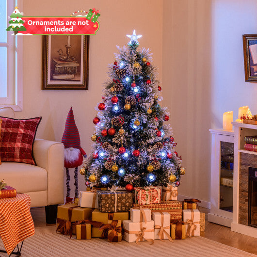 Flocked Christmas Tree with 8 Lighting Modes