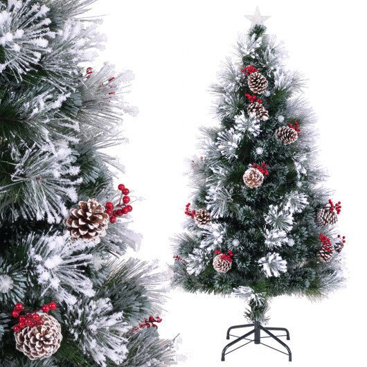 Flocked Christmas Tree with 8 Lighting Modes