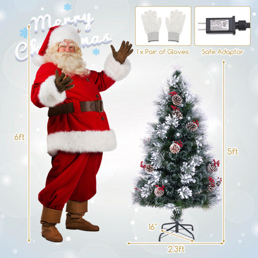 Flocked Christmas Tree with 8 Lighting Modes