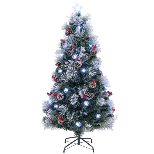 Flocked Christmas Tree with 8 Lighting Modes