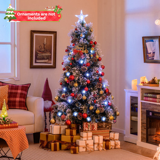 Flocked Christmas Tree with 8 Lighting Modes