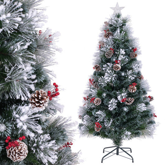 Flocked Christmas Tree with 8 Lighting Modes