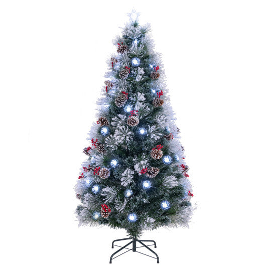 Flocked Christmas Tree with 8 Lighting Modes