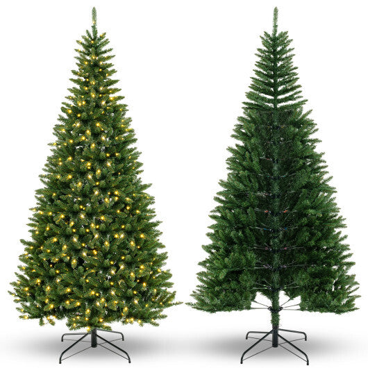 Artificial Christmas Tree with 1137 Branch Tips and 360 Warm White LED Lights - Color: Green - Size: 8 ft