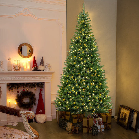 Artificial Christmas Tree with 1137 Branch Tips and 360 Warm White LED Lights - Color: Green - Size: 8 ft