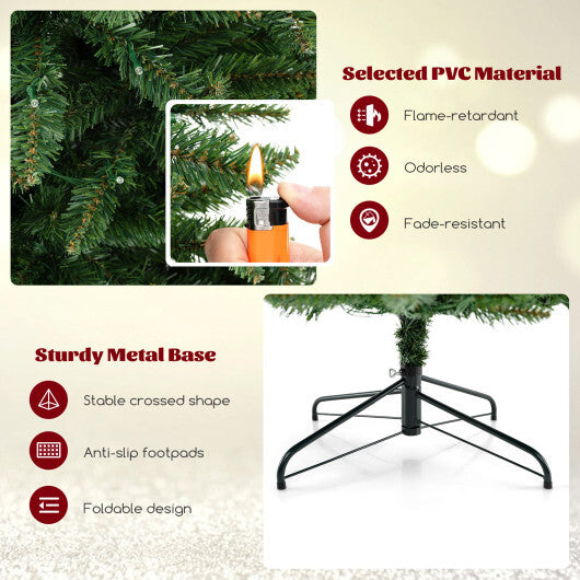 Artificial Christmas Tree with 1137 Branch Tips and 360 Warm White LED Lights - Color: Green - Size: 8 ft