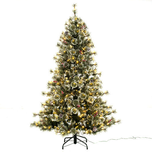 Artificial Christmas Tree Pre-Lit Hinged Holiday Tree with 360 Quick Power Connector-6 ft