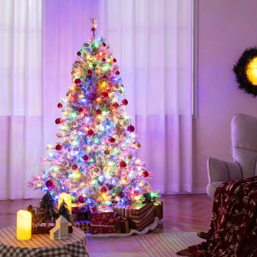 Artificial Christmas Tree Pre-Lit Hinged Holiday Tree with 360 Quick Power Connector-6 ft