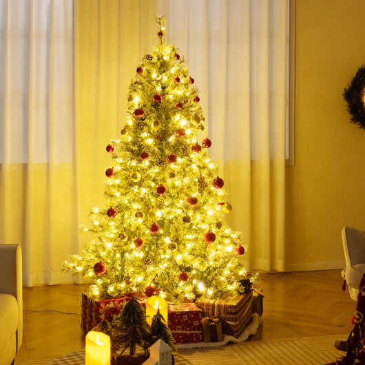 Artificial Christmas Tree Pre-Lit Hinged Holiday Tree with 360 Quick Power Connector-6 ft