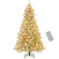 Snow-flocked Artificial Christmas Tree Pre-lit Hinged with 81 Sphere Lights and Remote - Color: Green - Size: 8 ft