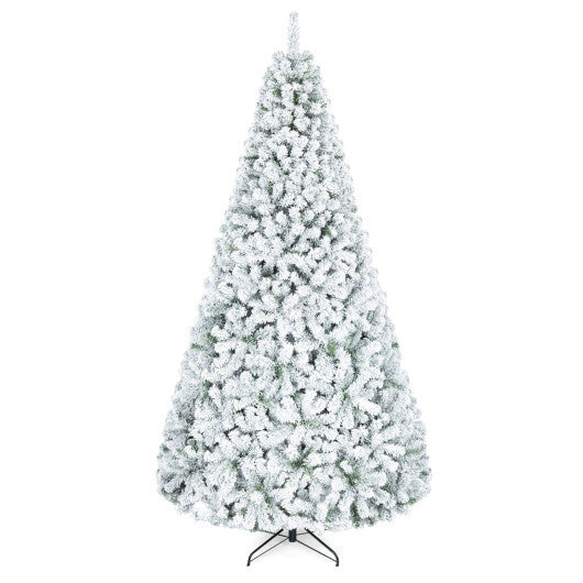 Artificial Snow-Flocked Christmas Tree with Branch Tips-XL - Color: White - Size: 9 ft