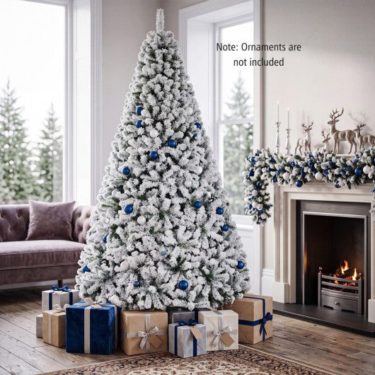 Artificial Snow-Flocked Christmas Tree with Branch Tips-XL - Color: White - Size: 9 ft