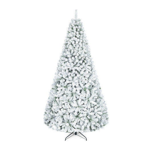 Artificial Snow-Flocked Christmas Tree with Branch Tips-XL - Color: White - Size: 9 ft