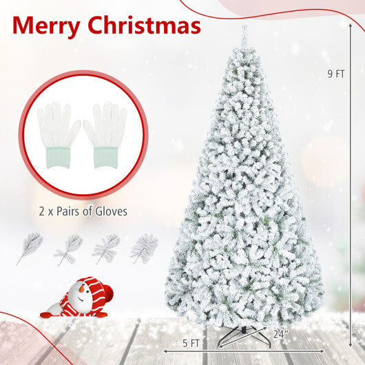 Artificial Snow-Flocked Christmas Tree with Branch Tips-XL - Color: White - Size: 9 ft