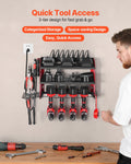 Power Tool Organizer with Charging Station, 3-Layer Drill Storage Rack with 4 Drill Holders & Side Pegboard, Garage Tool Organizer Built in 8 Outlet Power Strips for Garage, Workbench, Workshop