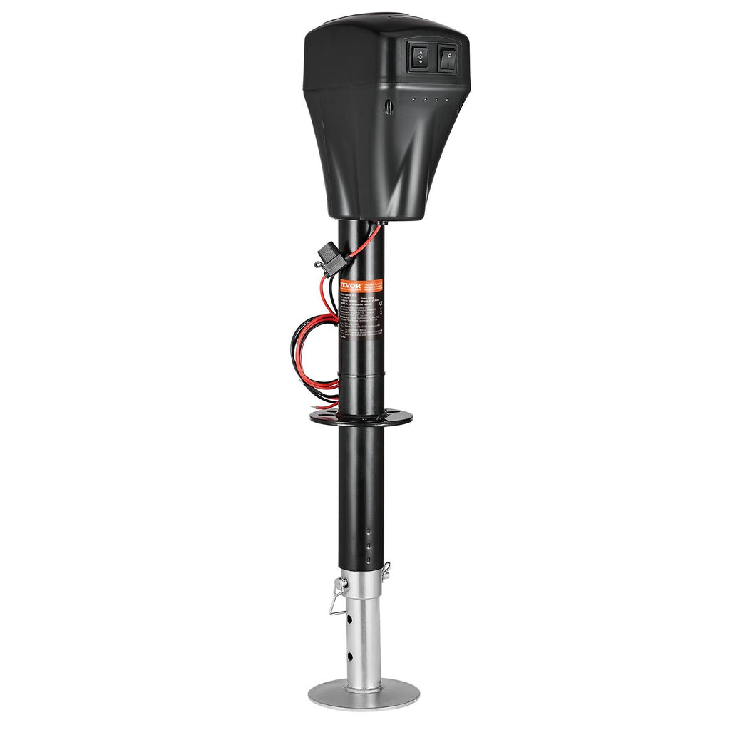 Electric Trailer Jack, 5000 lbs, Heavy Duty RV Electric Power Tongue Jack with 2 Way Connector, Manual Crank Handle & Weatherproof Jack Cover, 10"-28.3" Lift, for RVs, Trailers & Campers, Black
