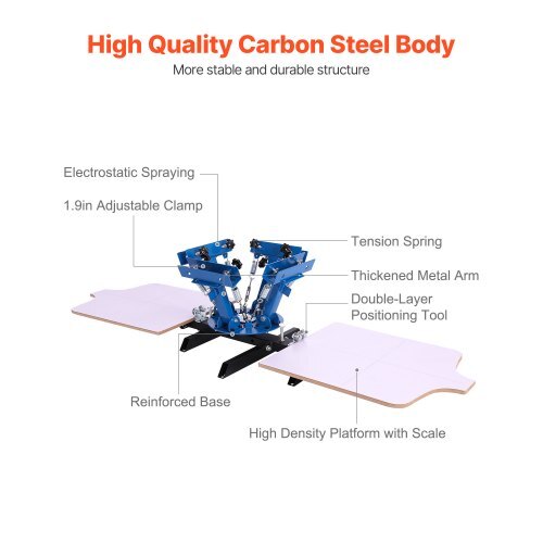 Screen Printing Machine 4 Color 2 Station Silk Screen Printing Press, 21.3 x 17.7 in, 360? Rotatable, Accurate Positioning, Powder-Coated Carbon Steel, for T-shirt DIY, Home and Commercial