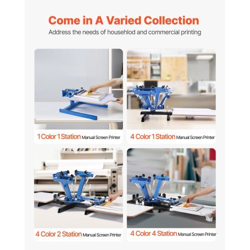 Screen Printing Machine 4 Color 2 Station Silk Screen Printing Press, 21.3 x 17.7 in, 360? Rotatable, Accurate Positioning, Powder-Coated Carbon Steel, for T-shirt DIY, Home and Commercial