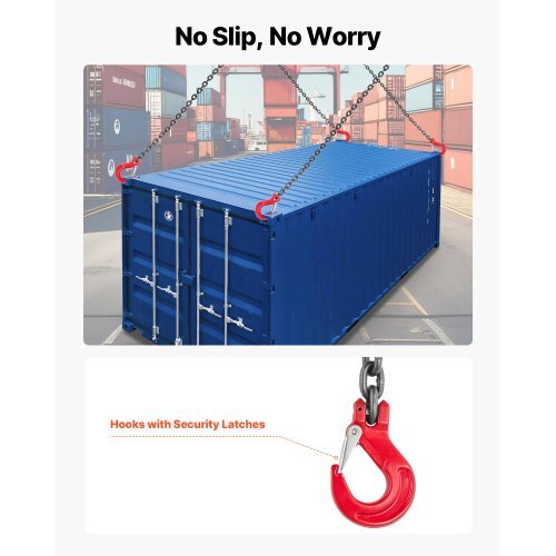 Chain Sling, 1/4 in x 5 ft Lifting Chains with 4 Leg Grab Hooks, Heavy Duty G80 Alloy Steel Lifting Sling, 6600LBS Capacity, Adjustable Engine Chain Hoist Lifts for Cargo Security Towing