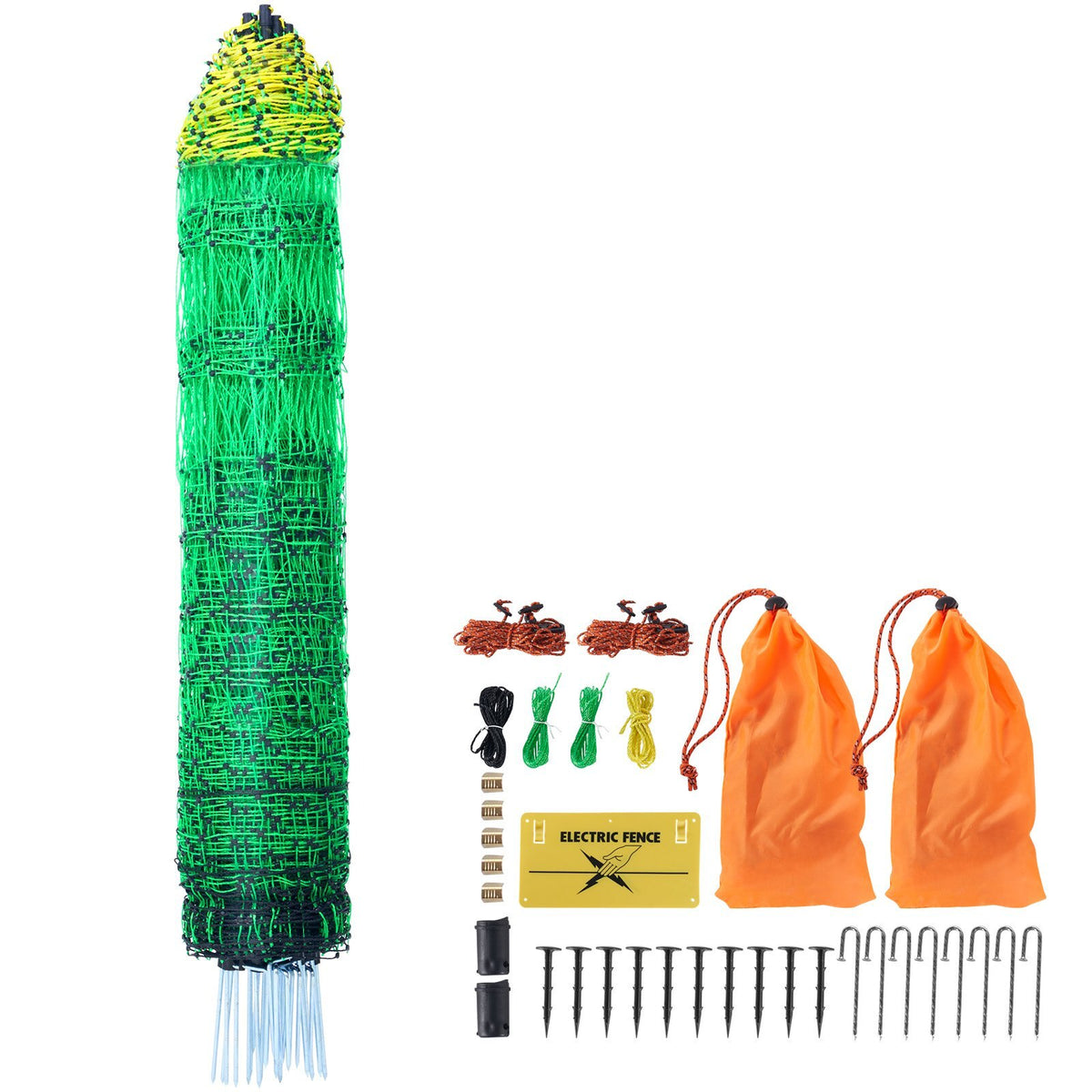 Electric Fence Netting, 42 in (H) x 164 ft (L), PE Net Fencing with Posts & Double-Spiked Stakes, Utility Portable Electric Fence for Pigs, Cows, Sheep, Deer, Used in Backyards, Farms, Ranches