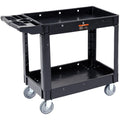 Utility Service Cart, 2 Shelf 550LBS Heavy Duty Plastic Rolling Utility Cart with 360 Swivel Wheels, Medium Lipped Shelf, Ergonomic Storage Handle for Warehouse/Garage/Cleaning/Office