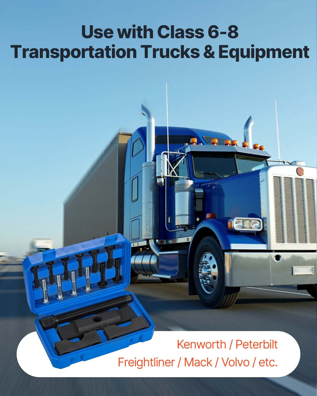 Yoke Puller, Made for Class 6-8 Transportation Trucks and Equipment, Heavy Duty Yoke Removal Tool Kit, Automotive Yoke Puller Kit Compatible with Kenworth, Peterbilt, Freightliner, Mack, Volvo