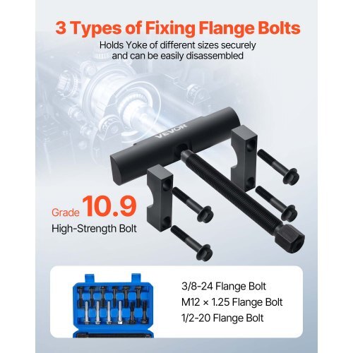 Yoke Puller, Made for Class 6-8 Transportation Trucks and Equipment, Heavy Duty Yoke Removal Tool Kit, Automotive Yoke Puller Kit Compatible with Kenworth, Peterbilt, Freightliner, Mack, Volvo