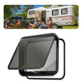 RV Exit Window, 30" W x 22" H Tinted RV Window with Net Screen and Trim Ring, Fit for 1 1/4" - 1 13/16" Thickness Wall, RV Window Replacement for Teardrop Cargo Trailer Camper, DOT Approved