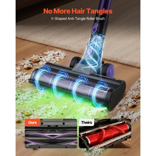Cordless Vacuum Cleaner, 25KPA Max Powerful Suction, Rechargeable Anti-Tangle Stick Vacuum with Dust Cup, Lightweight Handheld Vac with 35mins Runtime for Home, Carpet, Pet Hair, Hard Floor