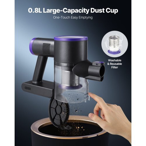 Cordless Vacuum Cleaner, 25KPA Max Powerful Suction, Rechargeable Anti-Tangle Stick Vacuum with Dust Cup, Lightweight Handheld Vac with 35mins Runtime for Home, Carpet, Pet Hair, Hard Floor