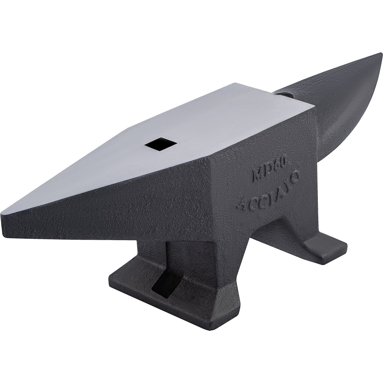 Cast Steel Anvil, 132 Lbs(60kg) Single Horn Anvil with Large Countertop and Stable Base, High Hardness Rugged Round Horn Anvil Blacksmith, for Bending, Shaping