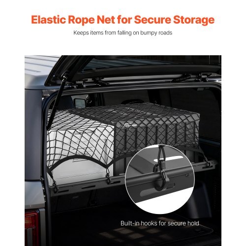 Rear Trunk Cargo Rack with Net for 2021-2024 Ford Bronco 4 Door Hardtops (Exclude Bronco Sport), 300 lbs Capacity, Carbon Steel Basket Tray Interior Storage Luggage Carrier