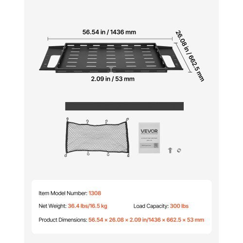 Rear Trunk Cargo Rack with Net for 2021-2024 Ford Bronco 4 Door Hardtops (Exclude Bronco Sport), 300 lbs Capacity, Carbon Steel Basket Tray Interior Storage Luggage Carrier