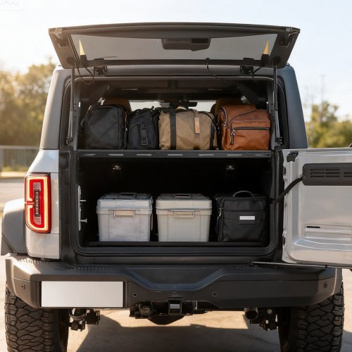 Rear Trunk Cargo Rack with Net for 2021-2024 Ford Bronco 4 Door Hardtops (Exclude Bronco Sport), 300 lbs Capacity, Carbon Steel Basket Tray Interior Storage Luggage Carrier