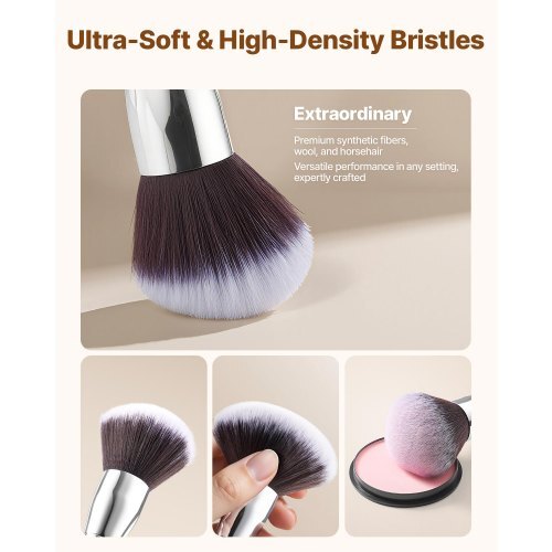 34-Piece Makeup Brush Set, Professional Brushes Kit for Foundation Blending Eyeshadow Concealer Blush - with Soft Bristles, Ergonomic Wood Handle, Travel-Friendly Case Included