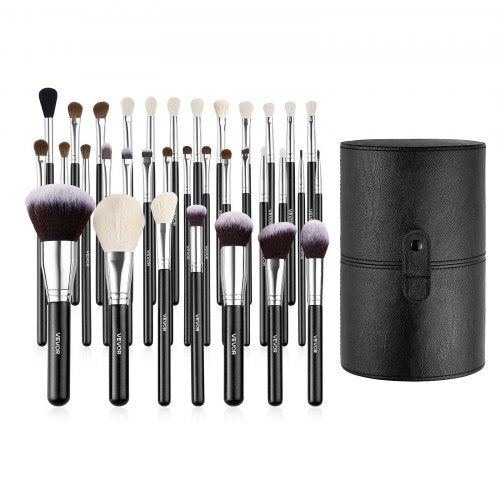 34-Piece Makeup Brush Set, Professional Brushes Kit for Foundation Blending Eyeshadow Concealer Blush - with Soft Bristles, Ergonomic Wood Handle, Travel-Friendly Case Included