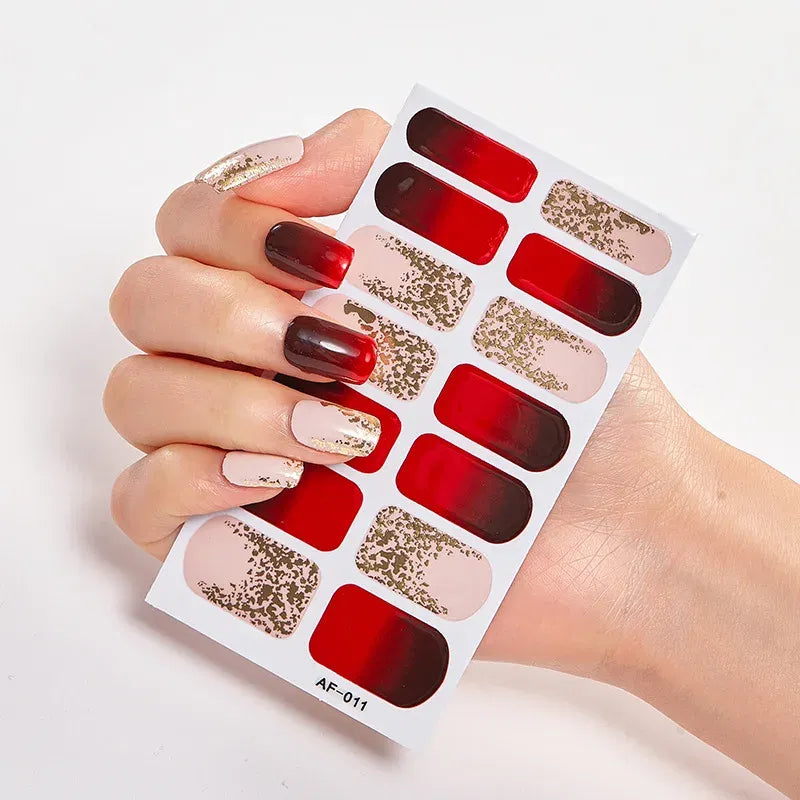 Color: Jade green - Christmas Dress Up Nail Strips Nails Art Decoration Women Foil Nail Art Stickers 2020 Minimalist Design Nail Adhesive