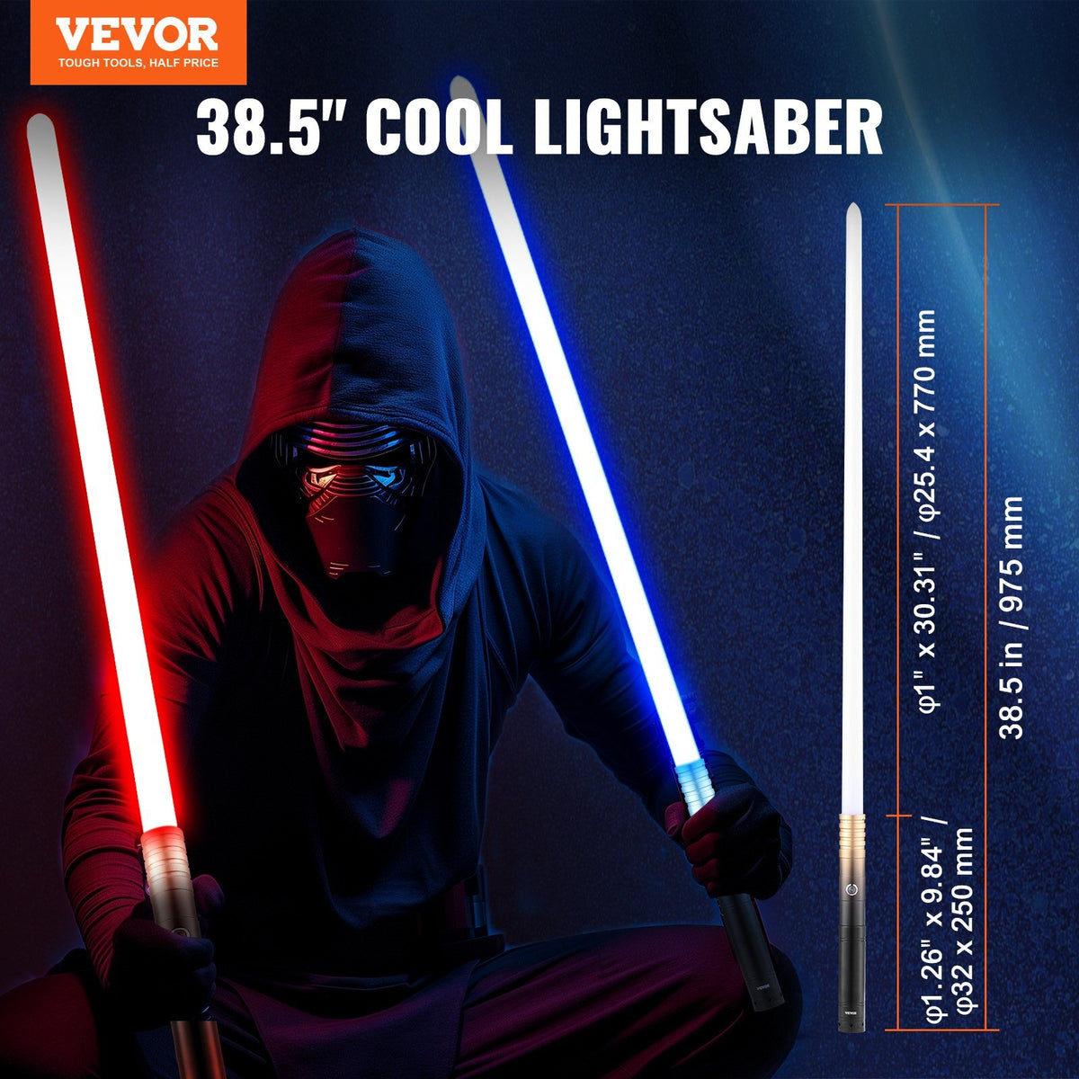 Light Sword, 2 Pack Light up Sword with 12 RGB Colors, 4 Sound Modes and Realistic Handle, Rechargeable Sword Toy for Adults and Kids, Christmas Day, Halloween Cosplay, Birthday