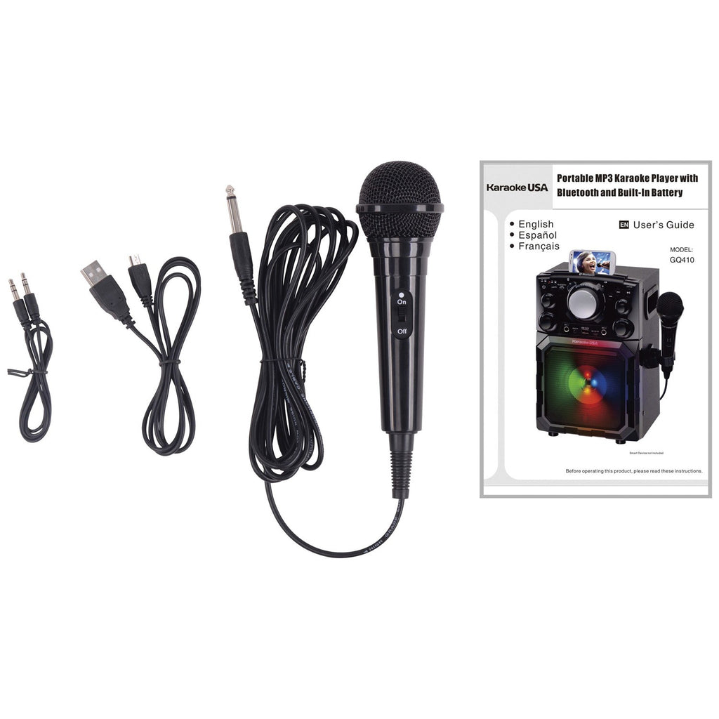 Karaoke USA GQ410 Portable MP3 Karaoke Player with Bluetooth, PA, and Built-In Battery