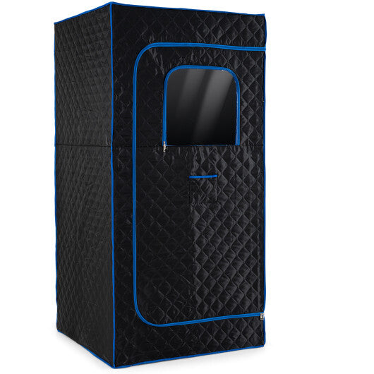 Portable Steam Sauna Box with 3L/1200W Fast-Heat Steamer and 15-Level Temperature-Blue - Color: Blue