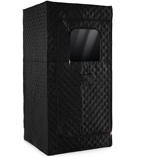 Portable Steam Sauna Box with 3L/1200W Fast-Heat Steamer and 15-Level Temperature-Black - Color: Black