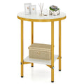 2-Tier Round Coffee Table with Storage Shelf-1