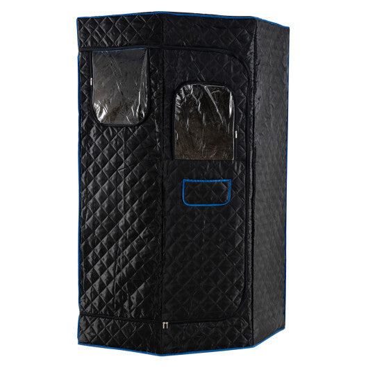 3L Portable Steam Sauna for Home Fast-Heat with 9-Level Remote Control and Folding Chair-Black - Color: Black