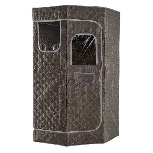3L Portable Steam Sauna for Home Fast-Heat with 9-Level Remote Control and Folding Chair-Gray - Color: Gray