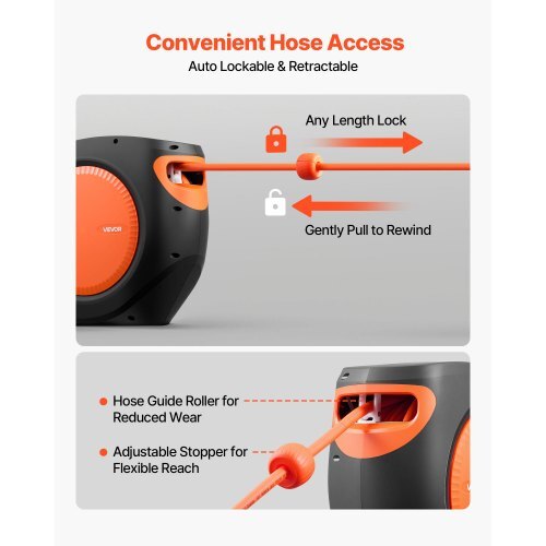 Retractable Air Hose Reel, 3/8 Inch x 80 FT Hybrid Air Hose Max 300PSI, Enclosed Air-Compressor Hoses Reel Auto Rewind with 6.6 ft Lead in, 180? Swivel Ceiling/Wall Mount for Workshops